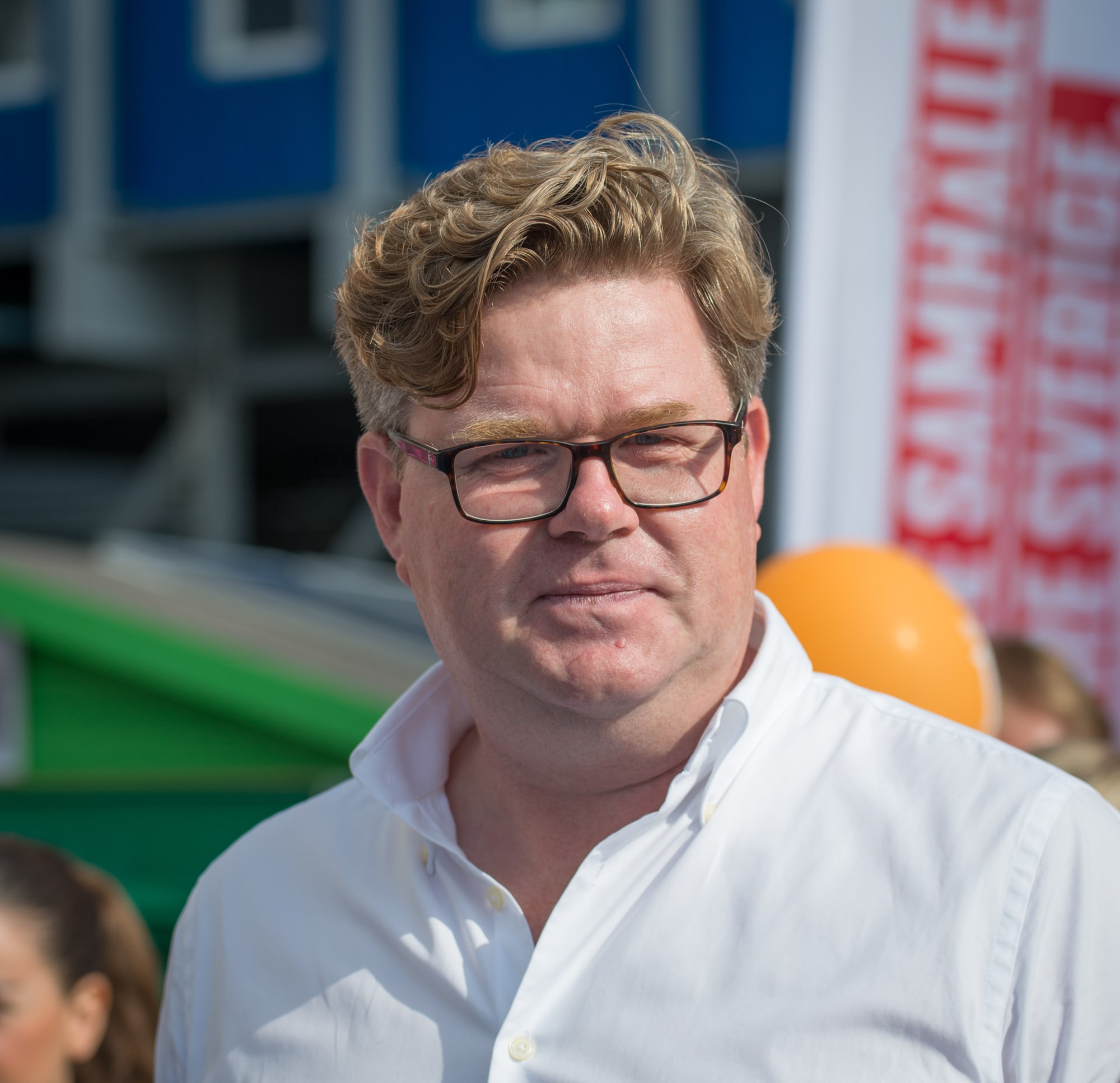 Gunnar Strömmer at Sergels torg in Stockholm during election campaigning in September 2018.