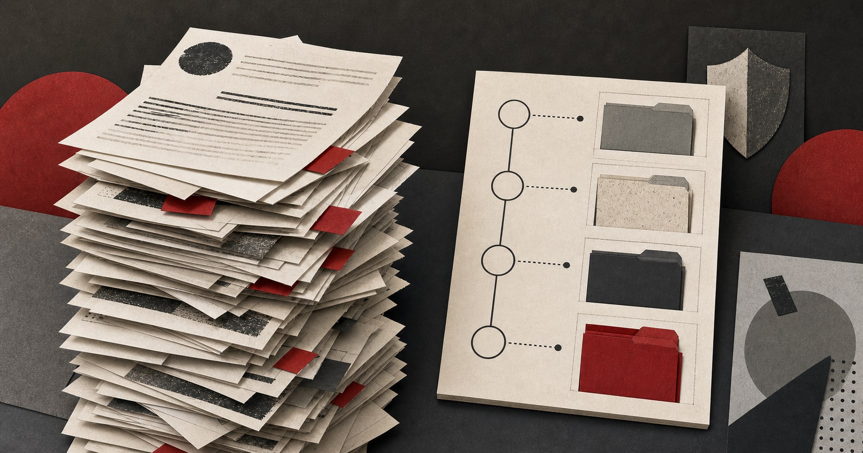 An editorial illustration shows a stack of anonymous complaint papers beside a four-step workplace prevention process.