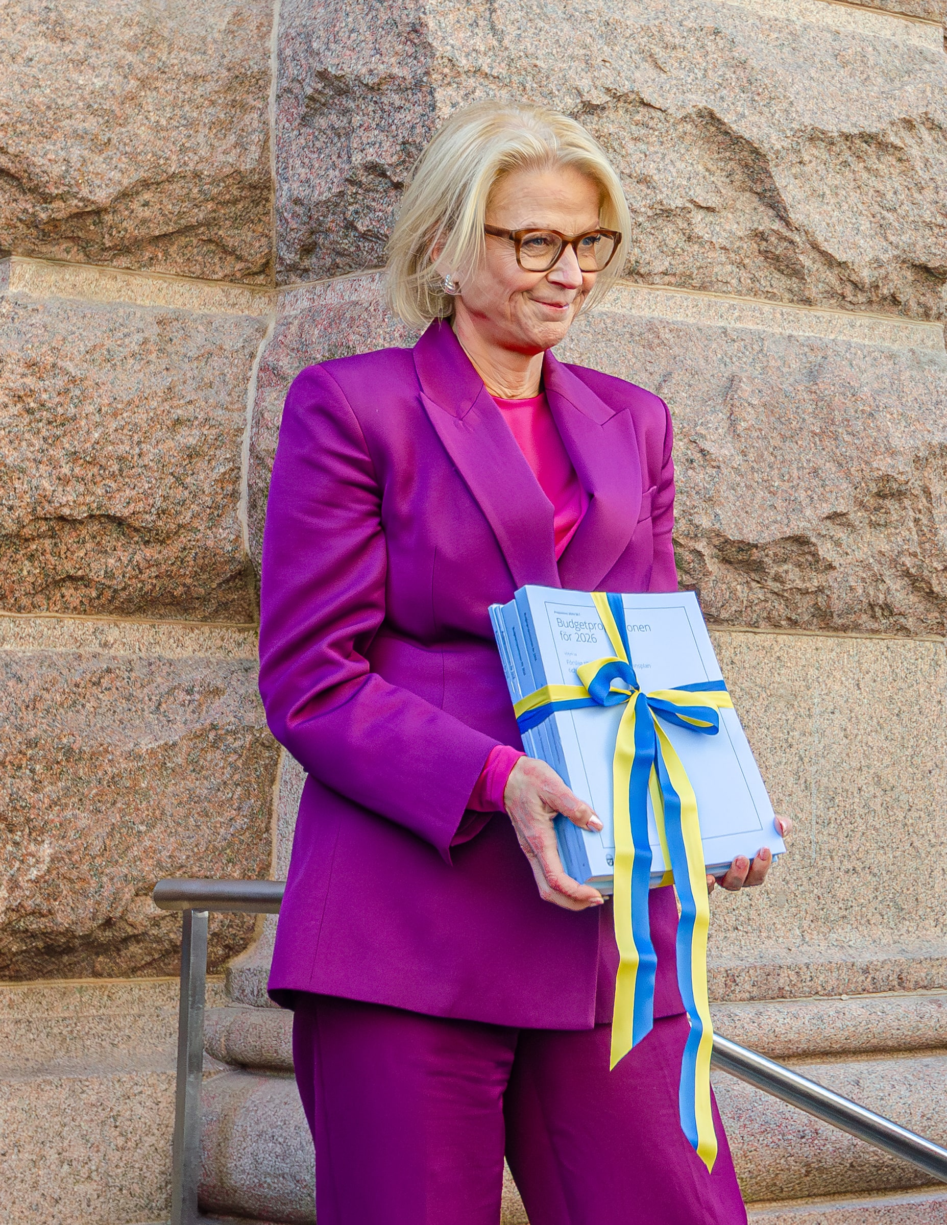 Finance Minister Elisabeth Svantesson during the September 2025 budget walk.