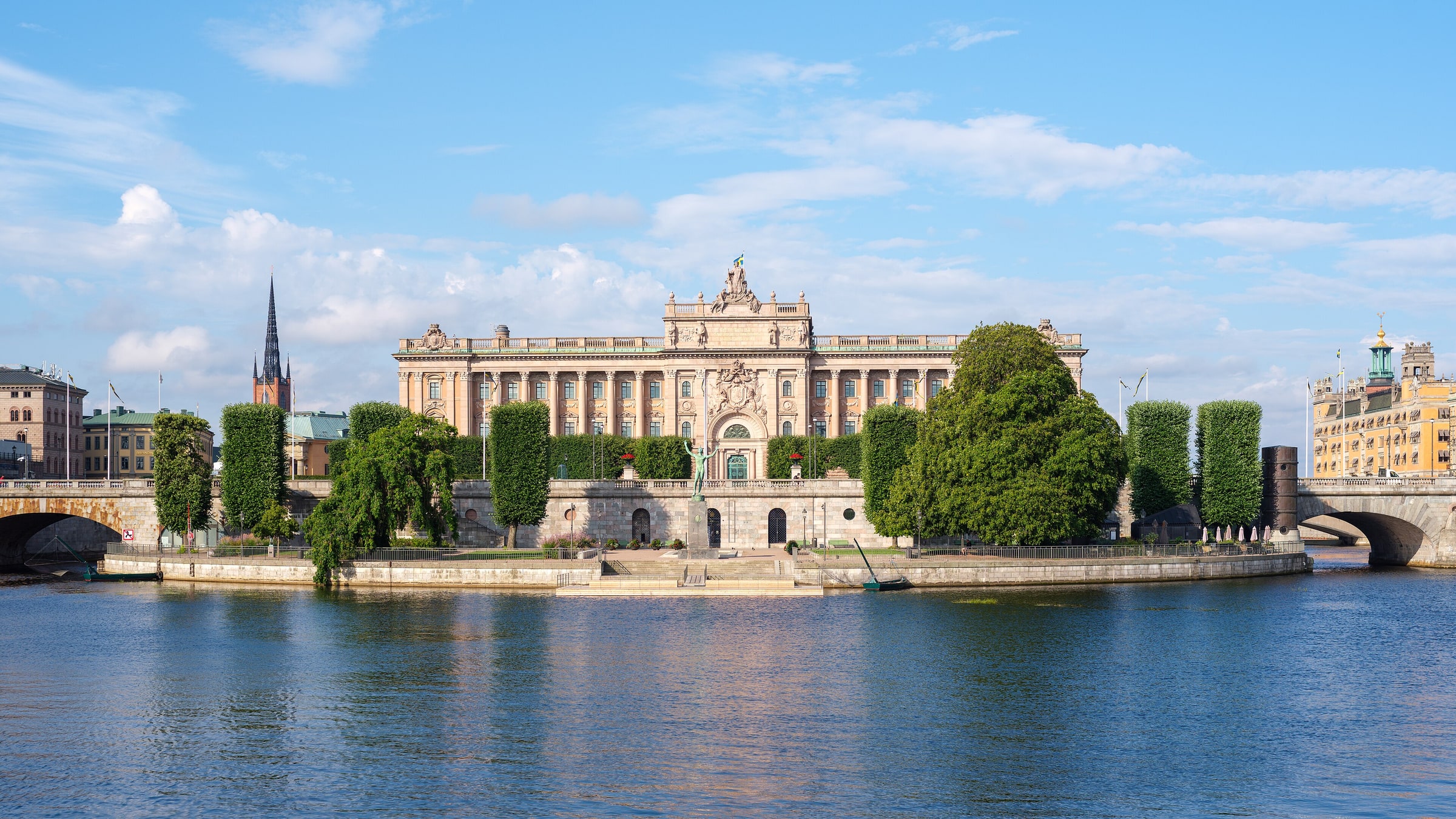 Sweden’s parliament building seen across the water in central Stockholm.